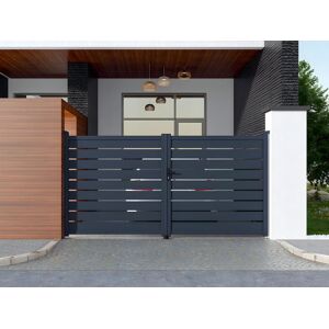 Vente uniquecom Portail battant aluminium ajoure L355 x H183 cm anthracite PRIMO