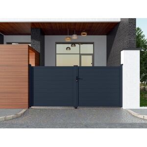 Vente uniquecom Portail battant aluminium plein L355 x H166 cm anthracite NAZARIO