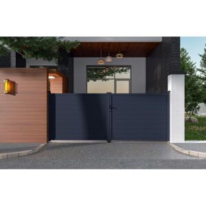 Vente uniquecom Portail battant aluminium plein L397 x H166 cm anthracite NAZARIO