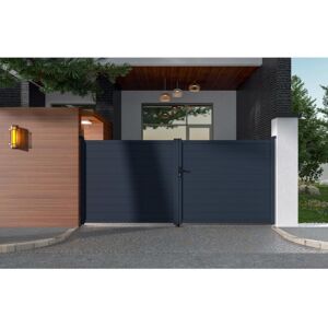 Vente uniquecom Portail battant aluminium plein L397 x H181 cm anthracite NAZARIO