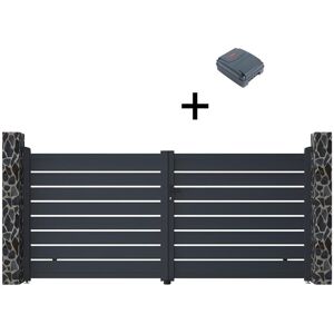 Vente-unique.com Portail electrique battant aluminium ajoure L355 x H166 cm anthracite PRIMO