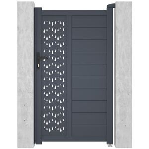 Vente-unique.com Portillon battant aluminium semi plein a motifs L103 x H181 cm anthracite GREGOR