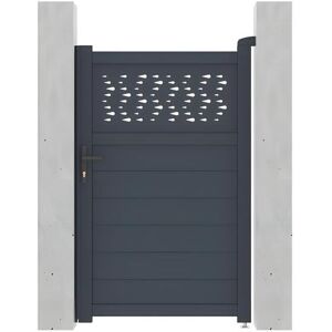 Vente uniquecom Portillon battant aluminium semi plein a motifs L103 x H166 cm anthracite BAZIO