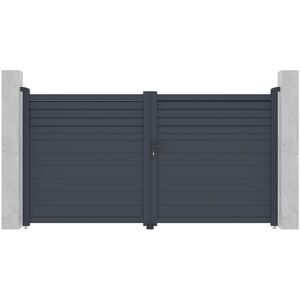 Vente-unique.com Portail battant aluminium persienne L305 x H166 cm anthracite - VIAZO