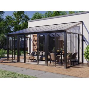 Vente uniquecom Veranda en aluminium et polycarbonate avec protection UV 158 m² anthracite MATHILDA
