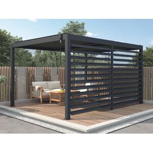 Vente unique Claustra brise soleil orientable en aluminium pour pergola bioclimatique anthracite L368 x H22 m BOLSENA