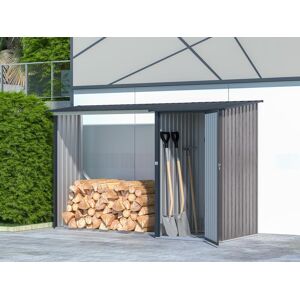 Vente uniquecom Abri buches metal avec rangement en acier galvanise 349 m3 2 steres L282 x P109 x H168 cm DORWOOD