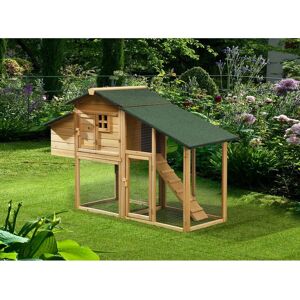 Vente unique Poulailler en bois avec enclos 4 poules L 173 x P 64 x H 108 cm Naturel LEVAS