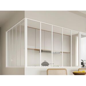 Vente unique Verriere dangle datelier en aluminium thermolaque L180 x L150 x H105 Blanc BAYVIEW