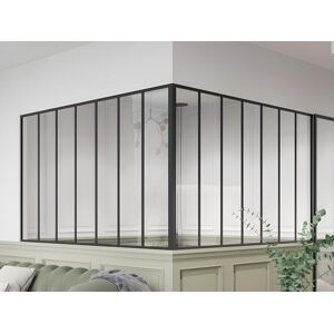 Vente-unique Verriere d'angle d'atelier en aluminium thermolaque - L210 x L210 x H130 - Noir - BAYVIEW