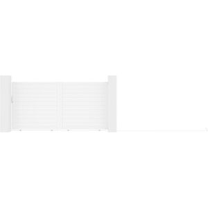 Vente-unique.com Portail coulissant aluminium plein L374 x H180 cm blanc - NAZARIO