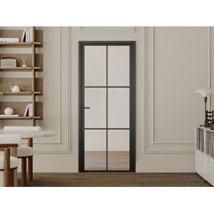 Vente-unique Bloc porte reversible en aluminium et verre trempe - H204 x L73 cm - SEROTO