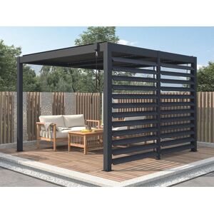 Vente-unique.com Pergola bioclimatique autoportante anthracite en aluminium avec lames orientables et claustra 2,78 m - 12 m² - CASSAPIA