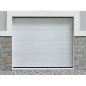 Vente-unique Porte de garage sectionnelle effet bois blanc motorisee L254 x H218 cm - PRIETA