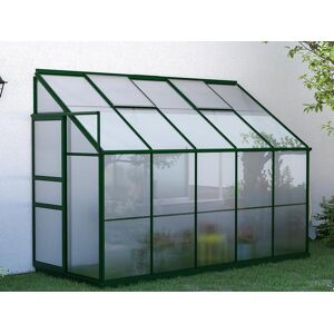 Vente uniquecom Serre de Jardin adossee en polycarbonate de 37 m² avec embase Vert CALICE II