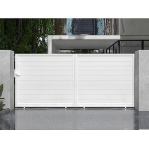 Vente uniquecom Portail electrique coulissant aluminium plein L416 x H180 cm blanc NAZARIO