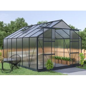 Vente-unique.com Serre de Jardin en polycarbonate de 13 m² avec embase - Anthracite - KALIDA