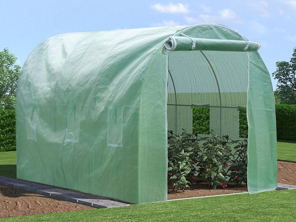 Vente-unique.com Serre tunnel avec structure en acier 6 m² - L200 x l300 x H200 cm - IPOMEA