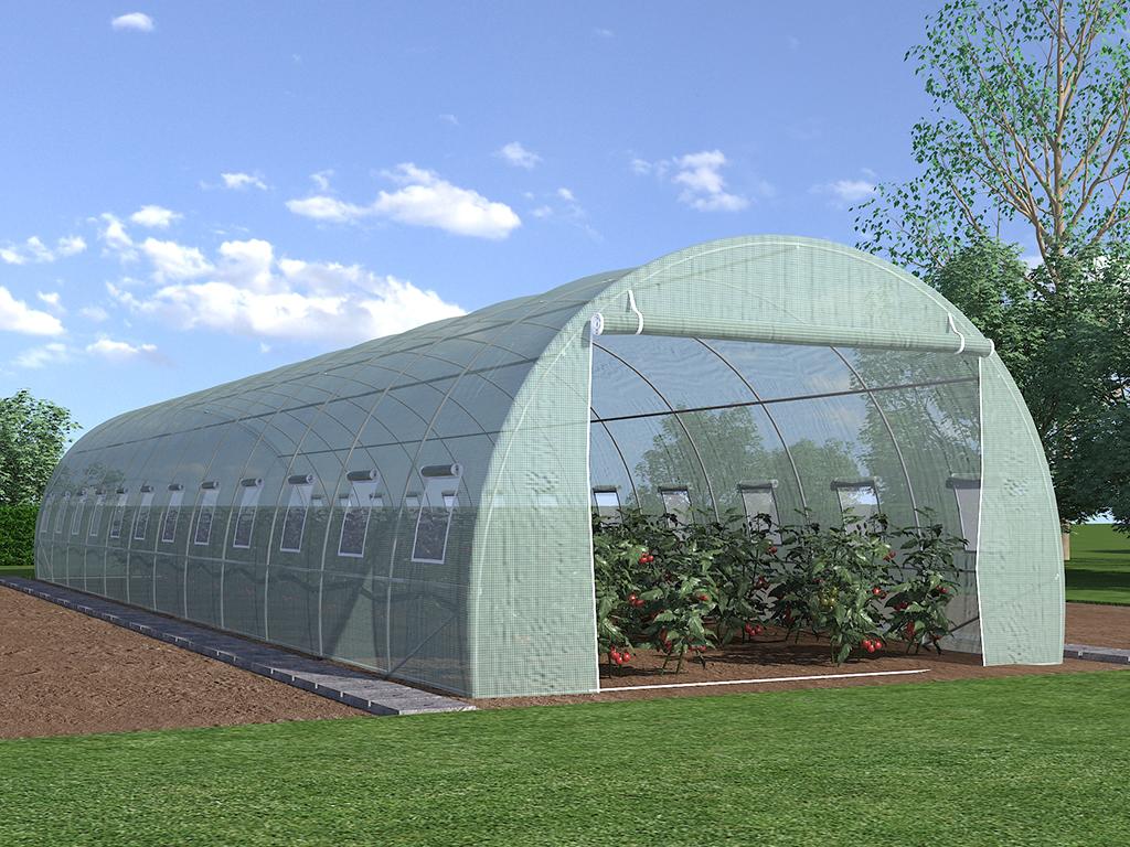 Vente-unique.com Serre tunnel avec structure en acier 36 m² - L300 x l1200 x H200 cm - IPOMEA