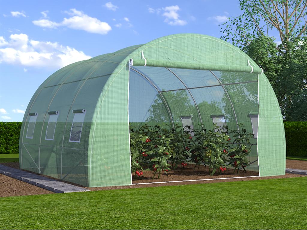 Vente-unique.com Serre tunnel avec structure en acier 9 m² - L300 x l300 x H200 cm - IPOMEA