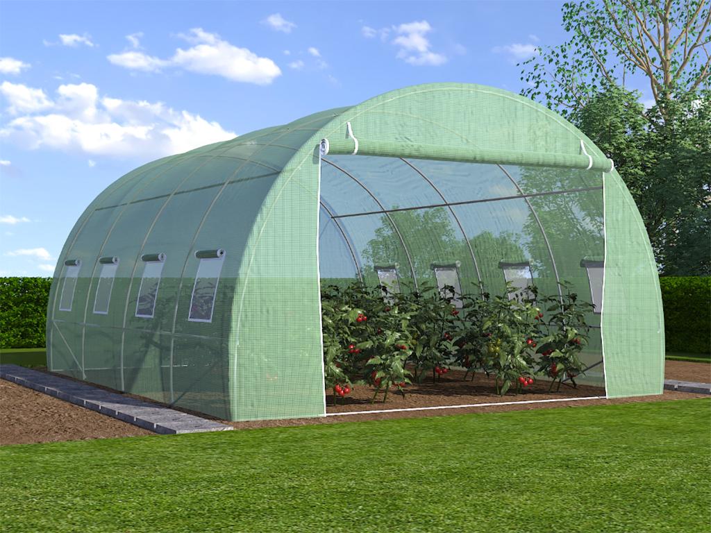 Vente-unique.com Serre tunnel avec structure en acier 12 m² - L300 x l400 x H200 cm - IPOMEA