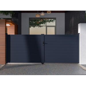 Vente-unique.com Portail battant aluminium plein L397 x H166 cm anthracite - NAZARIO