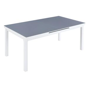 MYLIA Table de jardin extensible en aluminium et verre trempé grise et blanche 4 à 8 couverts - L. 180/240 cm - LINOSA de MYLIA