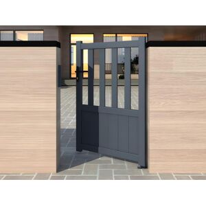 Vente-unique.com Portillon battant aluminium semi plein L100 x H140 cm anthracite BARTOS