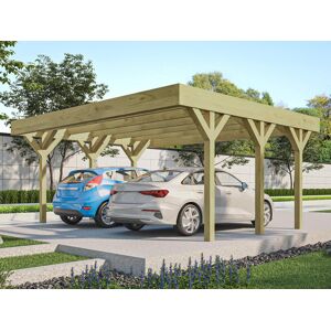 Vente-unique.com Carport pergola double autoporté en bois traité - 2 voitures - 30 m² - ARIANE