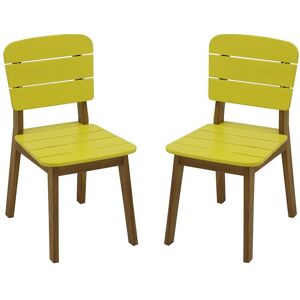 MYLIA Lot de 2 chaises de jardin pour enfant en acacia jaune - GOZO de MYLIA