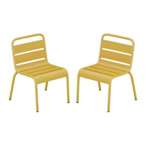 MYLIA Lot de 2 chaises de jardin empilables pour enfants en métal - Jaune moutarde - POPAYAN de MYLIA