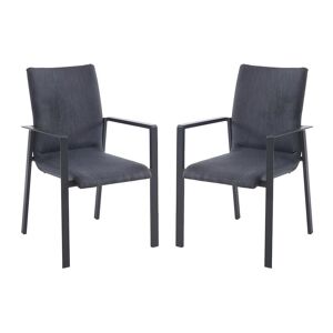 MYLIA Lot de 2 fauteuils de jardin empilables en aluminium et textilène - Gris - GULIANE de MYLIA