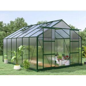 Vente-unique.com Serre de Jardin en polycarbonate de 13 m² avec embase - Vert - KALIDA