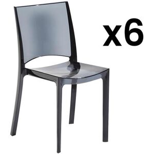 Vente-unique Lot de 6 chaises empilables HELLY - Polycarbonate plein - Gris ardoise