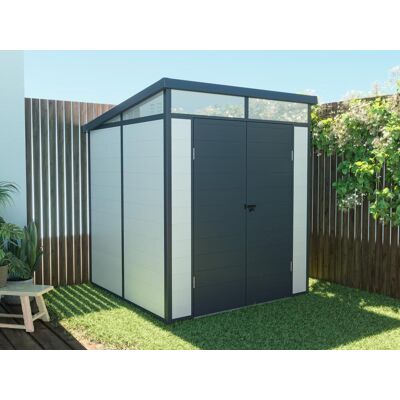 Vente-unique.com Abri de jardin en résine gris 3,65m² avec plancher