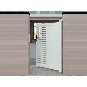 Vente unique Portillon battant aluminium semi ajoure a motifs L100 x H164 cm blanc ORIST II