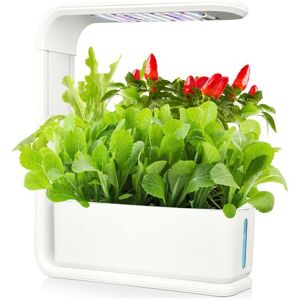 Vente-unique Potager d'interieur a LEDs 3 plantes - Hauteur ajustable - Blanc - GARDENIO