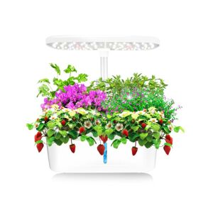 Vente unique Potager dinterieur a LEDs 6 plantes Hauteur ajustable Blanc GARDENIO