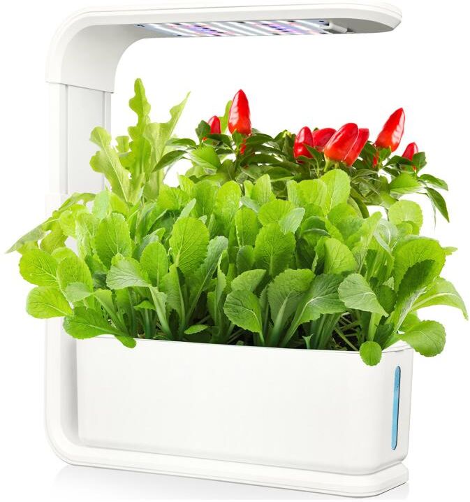 Vente-unique Potager d'intérieur à LEDs 3 plantes - Hauteur ajustable - Blanc - GARDENIO