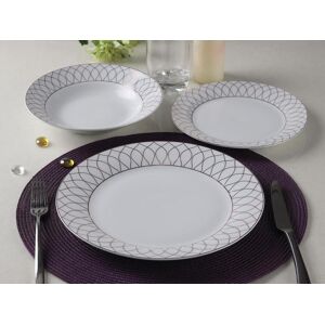 OZAIA Service vaisselle 18 pieces en porcelaine - Blanc et dore - SERISIA