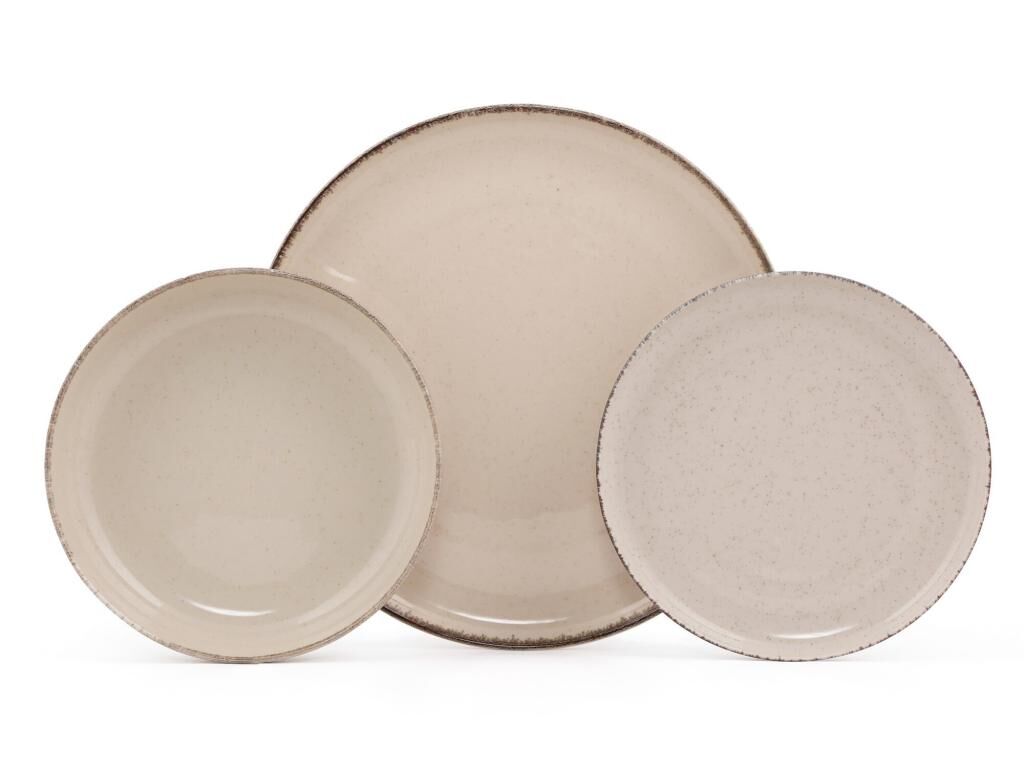 OZAIA Service vaisselle en porcelaine 18 pièces - Crème - SANCHA