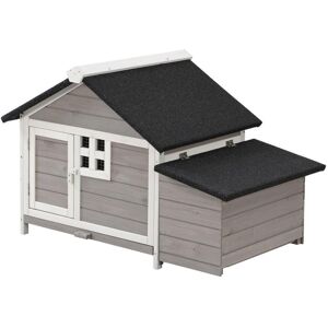 Vente unique Poulailler en bois avec pondoir 2 poules L 106 x P 64 x H71 cm Blanc et gris ANSER