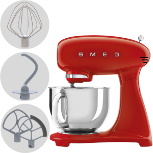 SMEG Full Color Rouge SMF05RDEU - Batteur mélangeur planétaire - Cuve inox de 4,8 litres