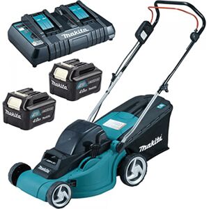 Makita Tondeuse à gazon électrique avec batterie 2 X 4 Ah Makita DLM380PM2 - tondeuse 2 en 1 - 38 cm