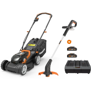Pack double WORX WG927E - Tondeuse et coupe-bordures - 40V - Publicité Pack double WORX WG927E - Tondeuse et coupe-bordures - 40V - Publicité