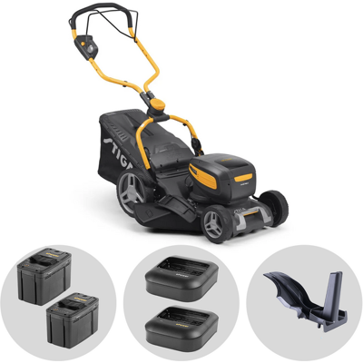 Stiga Combi 748e V - Tondeuse à gazon à batterie - 2x 48V/5Ah - Largeur de coupe 46 cm - Publicité Stiga Combi 748e V - Tondeuse à gazon à batterie - 2x 48V/5Ah - Largeur de coupe 46 cm - Publicité