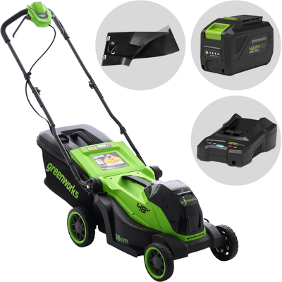 Greenworks LM360D - Tondeuse à gazon à batterie - 48 V/4 Ah - Largeur de coupe 36 cm - Publicité Greenworks LM360D - Tondeuse à gazon à batterie - 48 V/4 Ah - Largeur de coupe 36 cm - Publicité