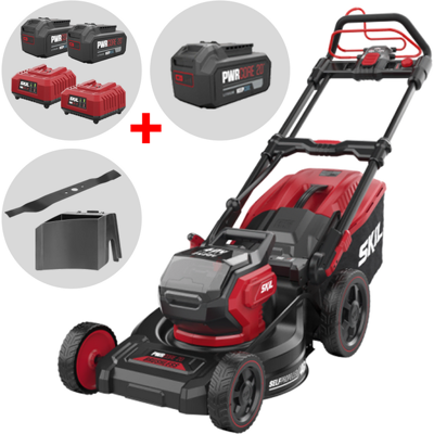 SKIL 0151 BA - Tondeuse à gazon à batterie 2x20V/4Ah + batterie 20V/4Ah offerte - Largeur de coupe 46 cm - Publicité SKIL 0151 BA - Tondeuse à gazon à batterie 2x20V/4Ah + batterie 20V/4Ah offerte - Largeur de coupe 46 cm - Publicité