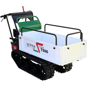 Brouette à chenilles Seven Italy T500 GX-E - Benne extensible - démarrage électrique - Capacité portante 500 kg - Publicité Brouette à chenilles Seven Italy T500 GX-E - Benne extensible - démarrage électrique - Capacité portante 500 kg - Publicité