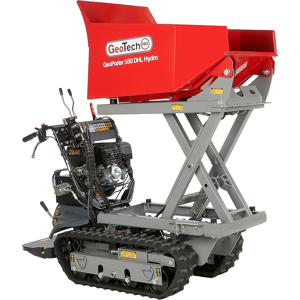 GeoTech Pro GeoPorter 550 DHL Hydro - Brouette motorisée à chenilles avec benne élévatrice à pantographe - Publicité GeoTech Pro GeoPorter 550 DHL Hydro - Brouette motorisée à chenilles avec benne élévatrice à pantographe - Publicité